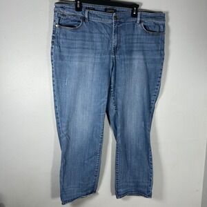 Talbots Women's Size 20 Boyfriend Jeans Medium Wash Flawless 5 Pocket Distressed